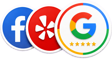 Rated 5 stars on Google, Yelp, and Facebook